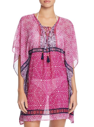 Geo Lace-Up Tunic Swim Cover-Up